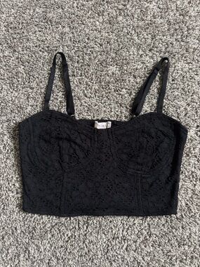 Decree Black Lace Cropped Camisole with Adjustable Straps,Size S (A-7)